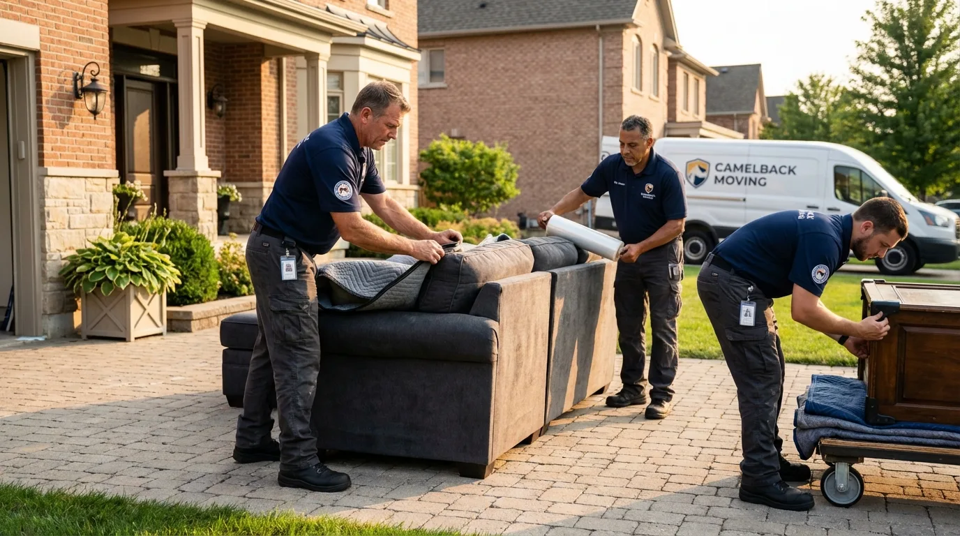 Large estate moving crew wrapping furniture in Albany, NY