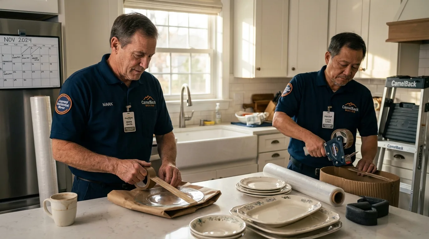 Professional crew packing kitchen dishware in Albany, NY